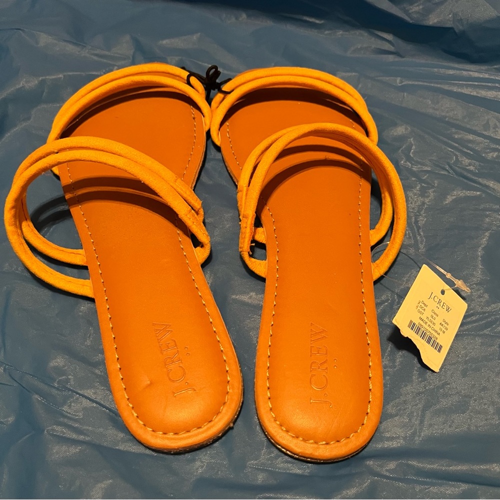 NWT J Crew yellow strapped sandals size 10